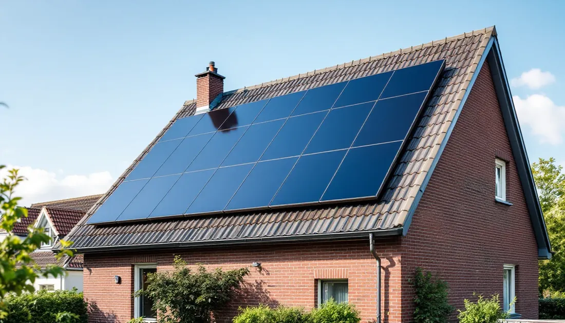 Nederlandse woning met zonnepanelen op het dak